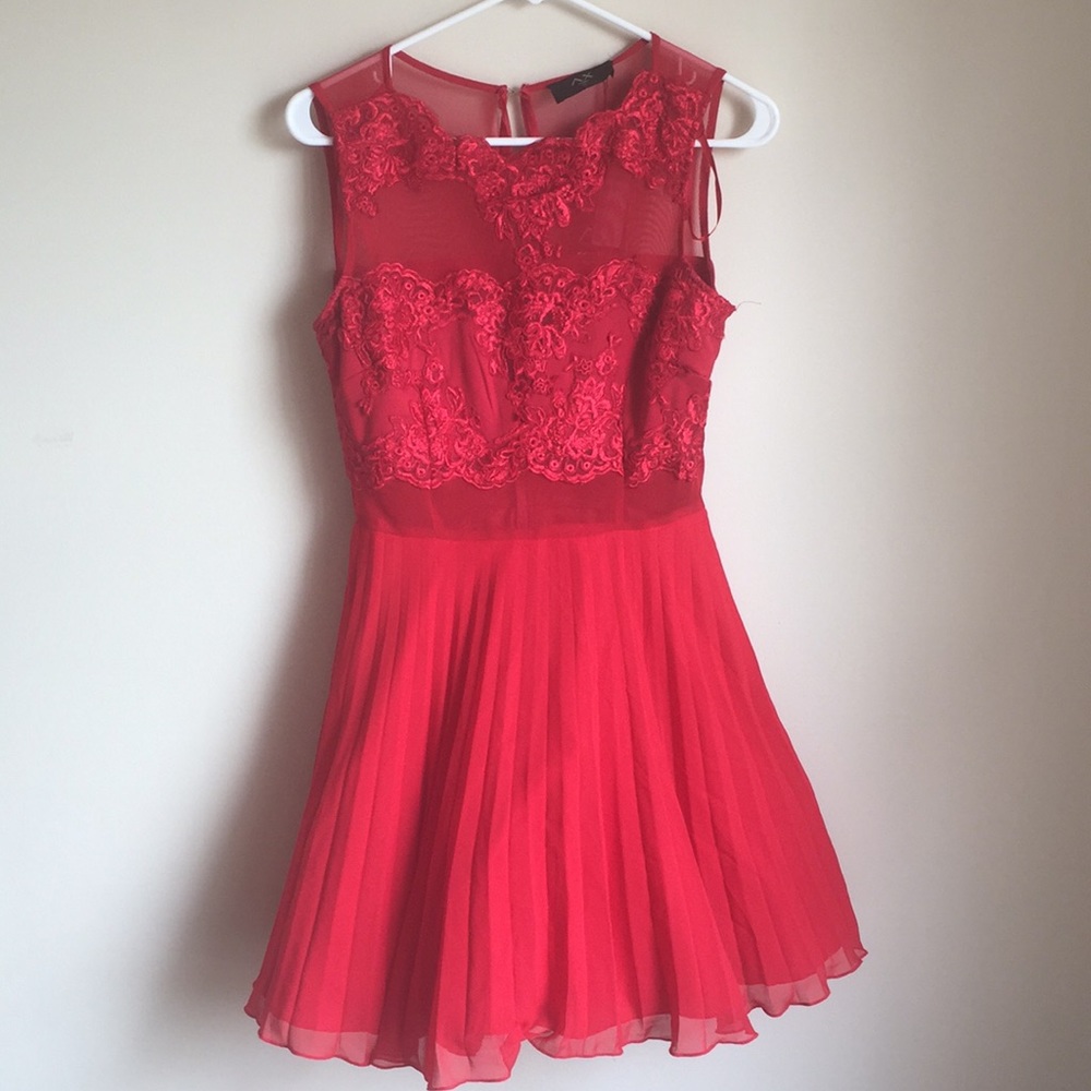 red lace formal dress